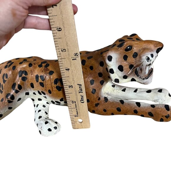 Paper Mache Leopard Figurine With‎ Lifelike Details & Painted Finish - Picture 9 of 9